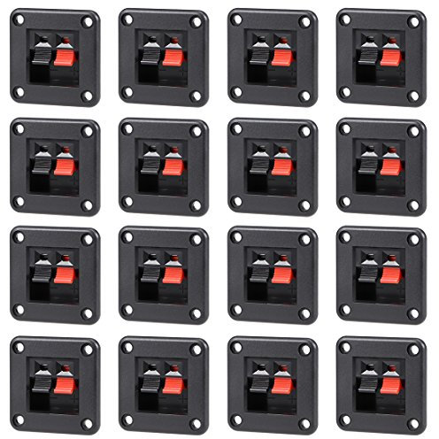sourcingmap 16pcs 2 Way Jack Socket Spring Push Release Connector Speaker Terminal Strip Block