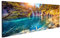 islandburner Bild Bilder auf Leinwand majestätische Ansicht auf Türkiswasser und sonnige Strahlen im Plitvice See-Nationalpark Kroatien Wandbild, Poster, Leinwandbild NCY