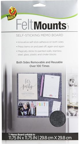 Duck Felt Mount Sticky Memo Board, Reusable, Charcoal Grey, 29.8cm x 29.8cm