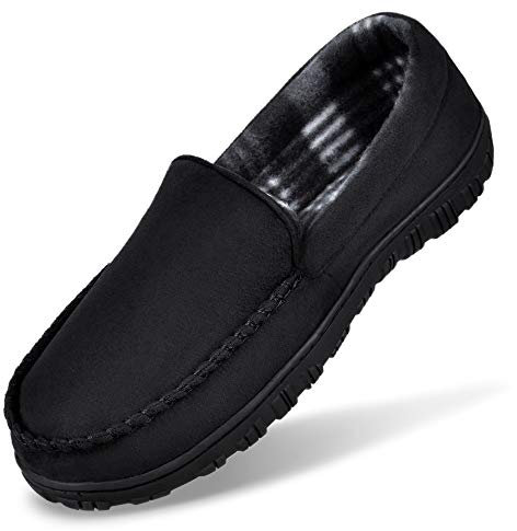MIXIN Slippers for Men Moccasin House Shoes with Comfortable Memory Foam Size 10 Black