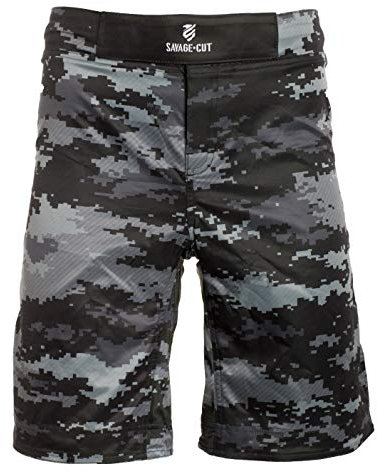 Savage Cut Kampfstil MMA Workout Shorts für BBJ, Boxen, MMA, Muay Thai, Krav MAGA - Schwarz - XX-Large
