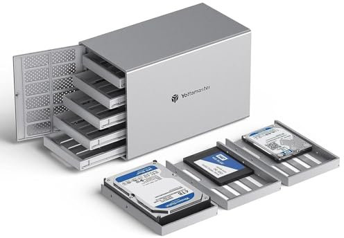 Yottamaster 5 Baies Boitier Disques Dur Raid, Externes Aluminium USB C 3.1 Raid Boîtier pour 2.5/3.5 SATA HDD,Soutien 5 x 18TB Raid 0/1/3/5/10/JBOD/CLONE, 80 mm Ventilateur pour Stockage Personnel