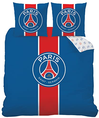 CTI PSG Classic 1 oder 2 Person Bed Set | 100% Baumwolle | Öko-Tex | Bettbezug 220 x 240 cm + 2 Kissenbezüge 65 x 65 cm, wendbar Bedruckt | Blau