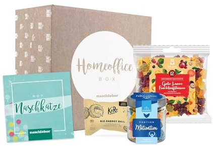 naschlabor | Home-Office Geschenkbox klein | Motivation und Energie für die Arbeit von zuhause | Zum Naschen während dem Arbeiten für deine Kollegen, Mitarbeiter oder Vorgesetzten