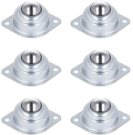 Kugelrollen,Tianher 6 Stück Möbelrollen Flach Ball Roller Lager Kugelrolle Montiert Kugel Transfer Bearing 2 Löcher Einheiten für Möbel Gepäck Schiebe Schlitten Förderrolle (Kohlenstoffstahl)