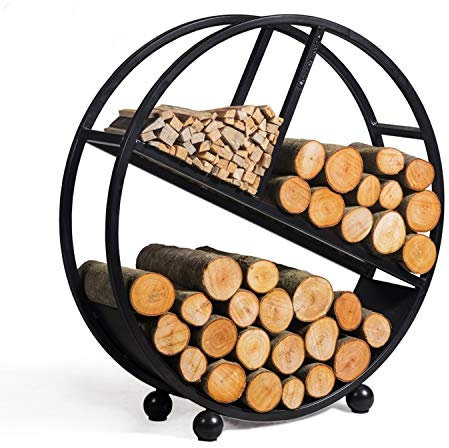 Kaminholzregal Diego H 82 cm Holzregal für Kaminholz Kaminholzablage aus Stahl Kaminholzständer CookKing