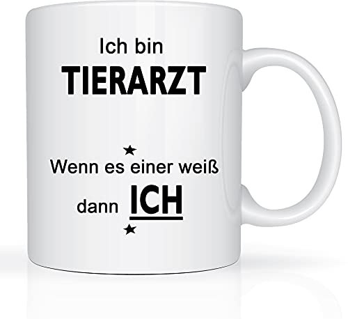 Print-Klex Berufstasse mit Tierarzt Motiv Bedruckt Tierarzt Tasse für Beruf Geschenk Kaffeebecher Geschenktasse Teetasse Arbeitstasse Arbeitsbecher mit Druck 330ml Beruf Tasse