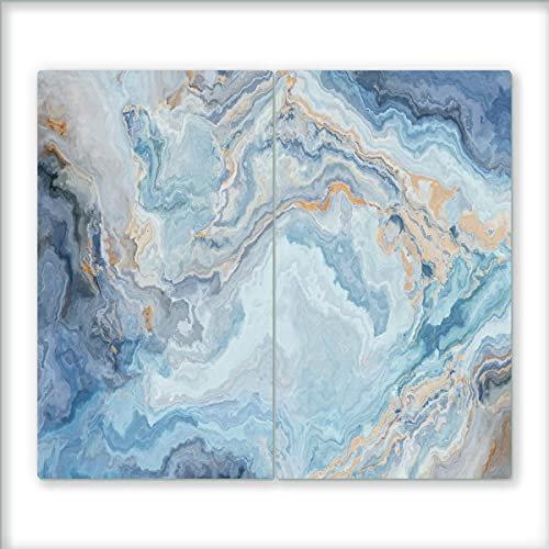 Canvas Fly 60x52 Glas-Herdabdeckplatte für Induktions- & Cerankochfeld, 2-teilig, Universale Küchenarbeitsplatte, Schneidebrett & Kochplatte-Abdeckung Rutschfest, Glasplatte inkl. Silikonnoppen