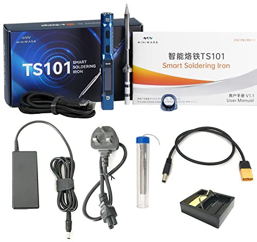 CROSS MARS Original Blue TS101 Smart Portable Digital USB Type C OLED Screen Fast Heating Temperature Adjustable TS100 Upgraded Soldering Iron(B2 Tip Kit)
