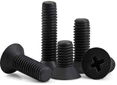 CONPHERON Vis en plastique, Vis à tête fraisée croisé en nylon, noir, M3*15 mm,100 pcs