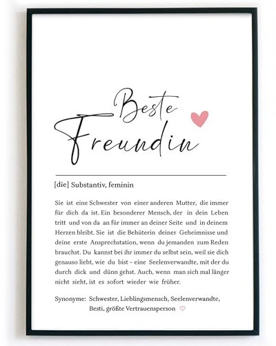 Beste Freundin Definition Bild –Geschenk Freundin zum Geburtstag, Weihnachten, Abschied, Weihnachtsgeschenk, Freundinnen Poster Geschenkidee