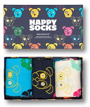 Happy Socks Unisex 3-Pack Mixed Dog Set Socken, XDOG08-0150 Geschenkset für gemischte Hunde, S (3er Pack)