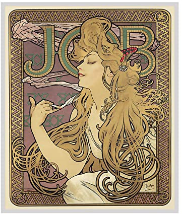 OUSHION ART Alphonse Mucha Leinwand Gemälde Retro Berühmte Gedruckte Poster Moderne Heimdekoration Wandkunst Bild für Zimmer Klassische Kunstdrucke 50x60cm Rahmenlos