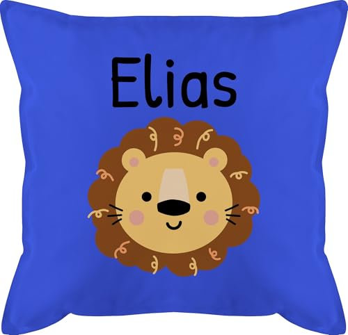 Kissen 50x50 - Löwen - Süßer Löwe - Kindergarten Kita - 50 x 50 cm - Blau - süßes personalisierte löwenmotiv Lowe sofakissen kinderkissen Name Tier Kindergartenkind kuschelkisse für