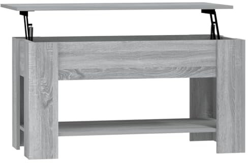 vidaXL Couchtisch Höhenverstellbar Kaffeetisch Wohnzimmertisch Beistelltisch Sofatisch mit Stauraum Grau Sonoma 101x49x52cm Holzwerkstoff