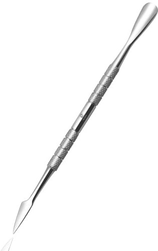 Cuticle Pusher Tool and Nail Cleaner, Professional, Double Ended, Metal, Stainless Steel, Gel Nail Polish Remover, Scraper