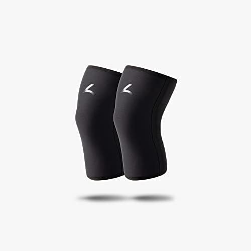 reeva Unisex-Adult Powerlifting Sleeves-7mm Knee Sleeve, Black, L