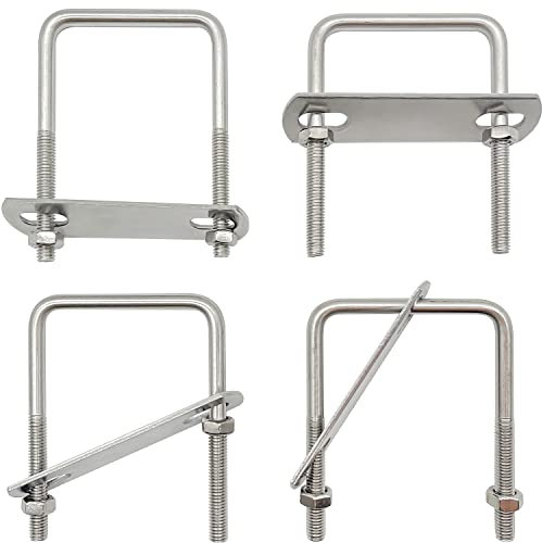 Bügelschraube Quadratische U Bolzen U-Schrauben Schellen - 4 Stück Bügelschelle Dachbox Befestigung 304 Edelstahl M6 mit Muttern Rahmengurte für Abschleppen von Autos Schiffen Reparatur, 80x62.5mm
