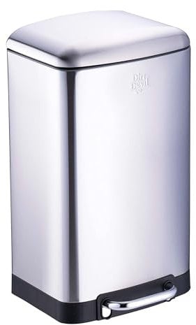Dirt Devil Poubelle à Pédale 20L - Poubelle de Cuisine avec Fermeture Douce - Acier Inoxydable - Poubelle Intérieure Amovible - 30 x 29 x 52.5 CM - Argent