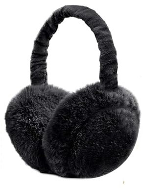 UQMIQURA Couvre Oreilles, Cache Oreilles en Peluche Pliable, Chauffe-oreilles Hiver Chaud Couvre Oreilles Earmuffs Réglables Doux pour Hommes Femmes et Enfants, Noir