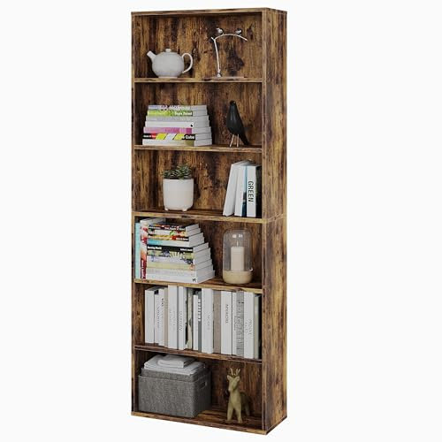 Panana Bücherregal, Holzregal mit 6 Fächern, Regale, Bücherschrank, Standregal Aufbewahrungsregal für Wohnzimmer, Büro, Arbeitszimmer 60 x 23,5 x 166,5 cm (Vintagebraun, 6 Fächer)
