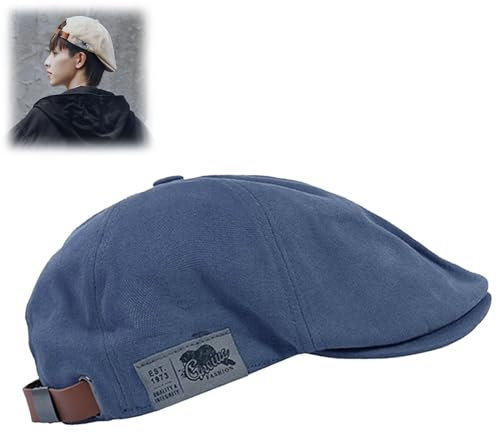 behound Retro Vintage Street Beret Cap, 2023 Trendy Men's Flat Adjustable Beret Hats, Newsboy Hats for Men (Blue,Einheitsgröße)