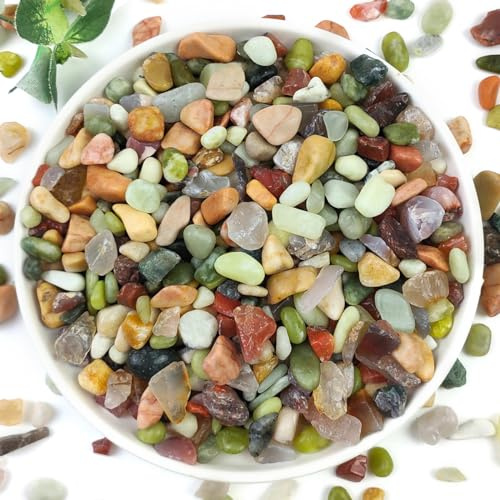 YISZM Piedras coloridas para suculentas y cactus de 2 libras, guijarros de 3/8 pulgadas para plantas de interior, rocas de río pulidas decorativas naturales para jarrones, macetas y jardinería al aire