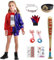 Formemory Quinn Kostüm Damen,Halloween Karneval Kostüm Faschingskostüme Damen mit Handschuhe Jacke T-Shirt Shorts Netzstrümpfe für Halloween Karneval Kostüm Damen (Kinder(9-teiliges Set), 150)