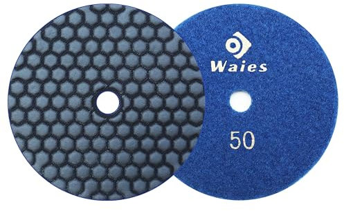Waies 125mm Körnung 50 Diamant-Schleifpad für Trockenschliff Klettaufnahme, für Granit Stein Beton Marmor Bodenschleifer oder Polierer