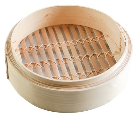 CAPACITEA Bamboo Ø22cm (9) Food Steamer Basket for Dim Sum, Vegetable, and Bao Buns