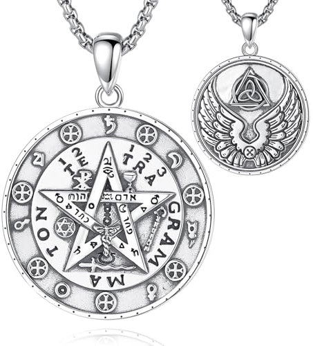 CELESTIA Pentagramm Kette Damen Silber 925 Pentagramm Anhänger Tetragramaton Schutz Halskette Hexe Hexen Schmuck Magische Heidnische Esoterik Geschenke Wicca Talisman Glücksbringer
