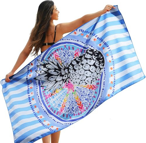 Winthome Wendbares Strandhandtuch, Groß 180x90cm, Mikrofaser, Schnelltrocknend, Sandfrei, für Damen Herren, Reise, Urlaub, Schwimmen, Sauna, Yoga (1 Pack)