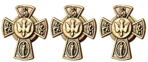 First Communion Lapel Pin Golden Dove Enamel Cross Chalice Eucharistic Emblem
