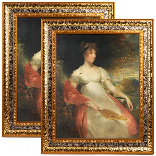 Esdallina 20x25 cm Bilderrahmen (2er-Pack, gold) Fotorahmen im Retro-Design Klassisch einfaches Home-Office-Dekor