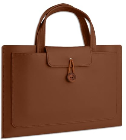 SumNeol Laptoptasche für Damen 15-16 Zoll PU Leder Laptop lässige Handtasche Computertasche Kompatibel mit MacBook/Lenovo/HP/Dell/Asus/Acer - Braun