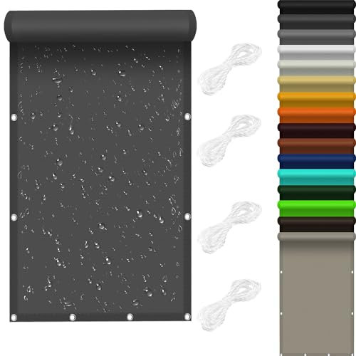 Tenda da Sole per Esterno 5 x 10 m 98% Protezione UV Impermeabile Rettangolare Poliestere per Giardino, Balcone, Piscina, Grigio Scuro