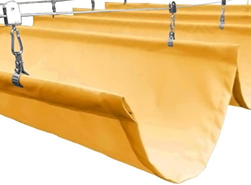 Auvent De Pergola Couverture D'ombrage Imperméable À L'eau, Rétractable Vagues Voiles D'ombrage Extérieur Fil Coulissant Auvent Imperméable À La Pluie Pour L'arrière-cour Terrasse(Gold,1.5x5m)