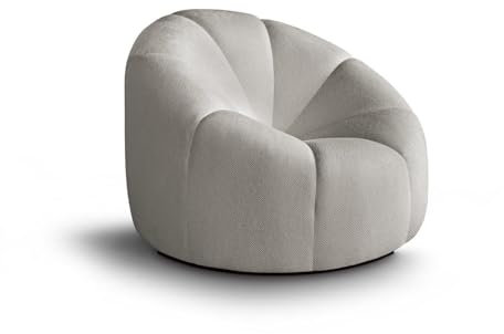 BEAUTY SOFA Loft Sessel - Drehsessel - Relaxsessel Rund - Polstersessel - für Wohnzimmer, Schlafzimmer, Jugendzimmer - Sessel Wohnzimmer - Modern - Samt - Sessel Beige(bubble02)