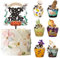 49 Stück Halloween Cake Dekorationen - Cupcake Topper, Deko, 1 Große Kuchendekoration + 24 Cupcake Wrappers + 24 Muffin Deko für Mottopartys