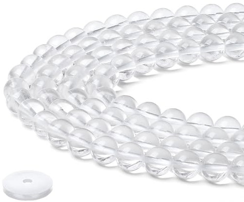 QINJIEJIE BergKristall Beads Perlen 8mm mit Loch Edelstein Perlen Zum Basteln Runde Kristall Beads 60 Stück Transparente Glasperlen Perlen für Armbänder Erwachsene DIY Halskette Schmuckherstellung