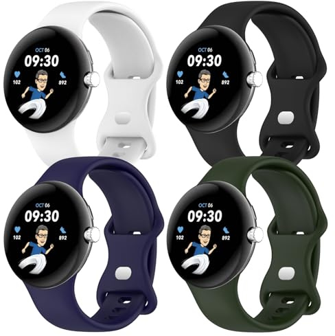 SOLOLUP 4 Pack Silicone Straps for Google Pixel Watch 4/3 Strap 45mm Men Women,Soft Silicone Sport Band Adjustable Waterproof Wristband Replacement Bracelet for Google Pixel Watch 4 3 Band,L