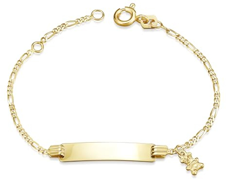 Silberketten Store DEIN SCHMUCK ONLINE SHOP Kinder/Baby Gravur-Armband Figaro 1,5mm mit Bär |inklusive Gravur | echt 333 Gold