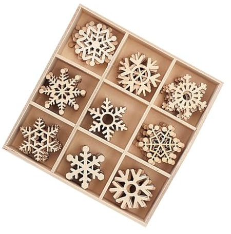 KOMBIUDA 45stücke Mini Schneeflocken Holzornamente Unvollendete Weihnachtsdekoration Für Bastelprojekte Für Festliche Atmosphäre Und Indoor-Dekoration
