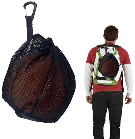 LIURFLNC Ballnetz 1 Ball, Ballnetz Tragbare Faltbar mit Kordelzug, Rucksack Balltasche Basketball Zubehör, Basketball Tasche für Fußball Tennis Aufbewahren und Tragen von Basketbällen