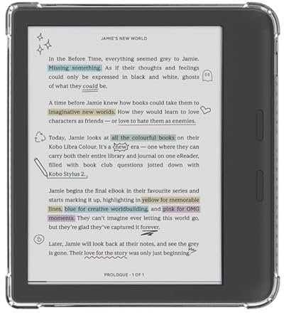 VOVIPO Coque Transparente pour Kobo Libra Colour (2024) / Kobo Libra 2 (2021) 7 Pouces eReaders, Coque arrière TPU Ultra Douce et Souple avec Coins renforcés pour Kobo Libra Colour 7-Clear