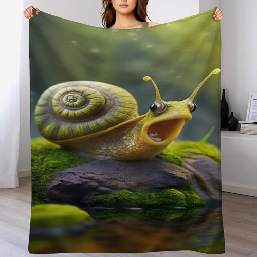 GGJJTT Decke Schnecken Decke Tagesdecke - Weiche Flannel Decke Mit Muster Sofadecke - Baumwolldecke Wohndecke Sofaüberwurf Bettüberwurf（100×130cm）