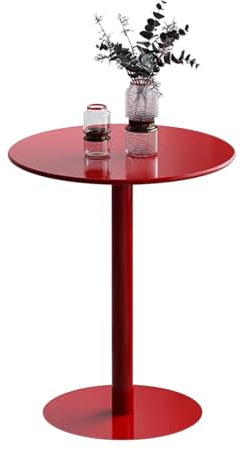 Mesa redonda de metal para fiestas, pequeña mesa de bar informal para cocina o comedor, mesa auxiliar de acento rojo para sofá, muebles elegantes y funcionales