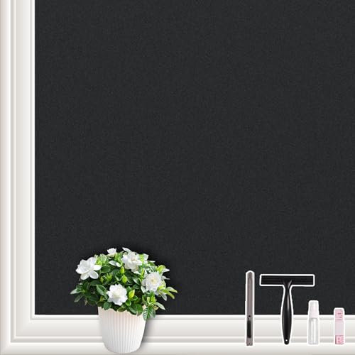 NINETREX Opaque Window Privacy Film, Frosted Window Film, Removable Window Tinting Vinyl White No Adhesive Static Glue Privacy Window Film Home Black (30 * 200cm)