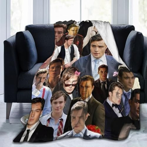 Foursssve Chuck Bass Überwurfdecke Ed Westwick Fleecedecke, weiche, gemütliche Flanelldecke, leichte Plüschdecke (3 Größen)