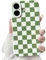 NITITOP Kompatibel mit iPhone 16 Hülle Süßes Karierte Niedlich Schachbrett Muster Design Cute Ästhetischen Checkerboard für Frauen Mädchen Silikon Stoßfest Volle Kamera Handyzhülle - Grün